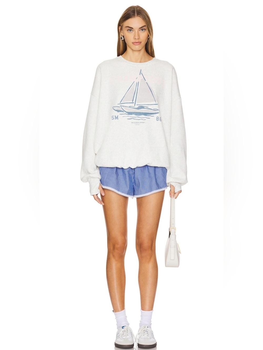 THE LAUNDRY ROOM NWT S. Hamptons Regatta Sweatshirt, Heather Grey, Sz S
